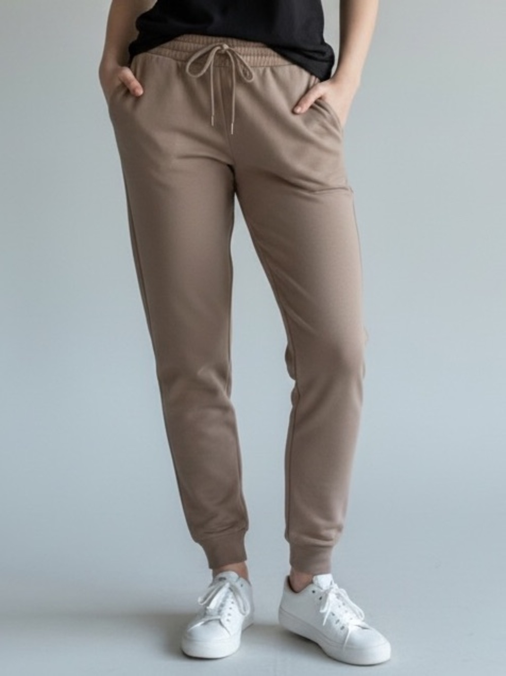 Danskin Drawstring Joggers in Taupe Brown